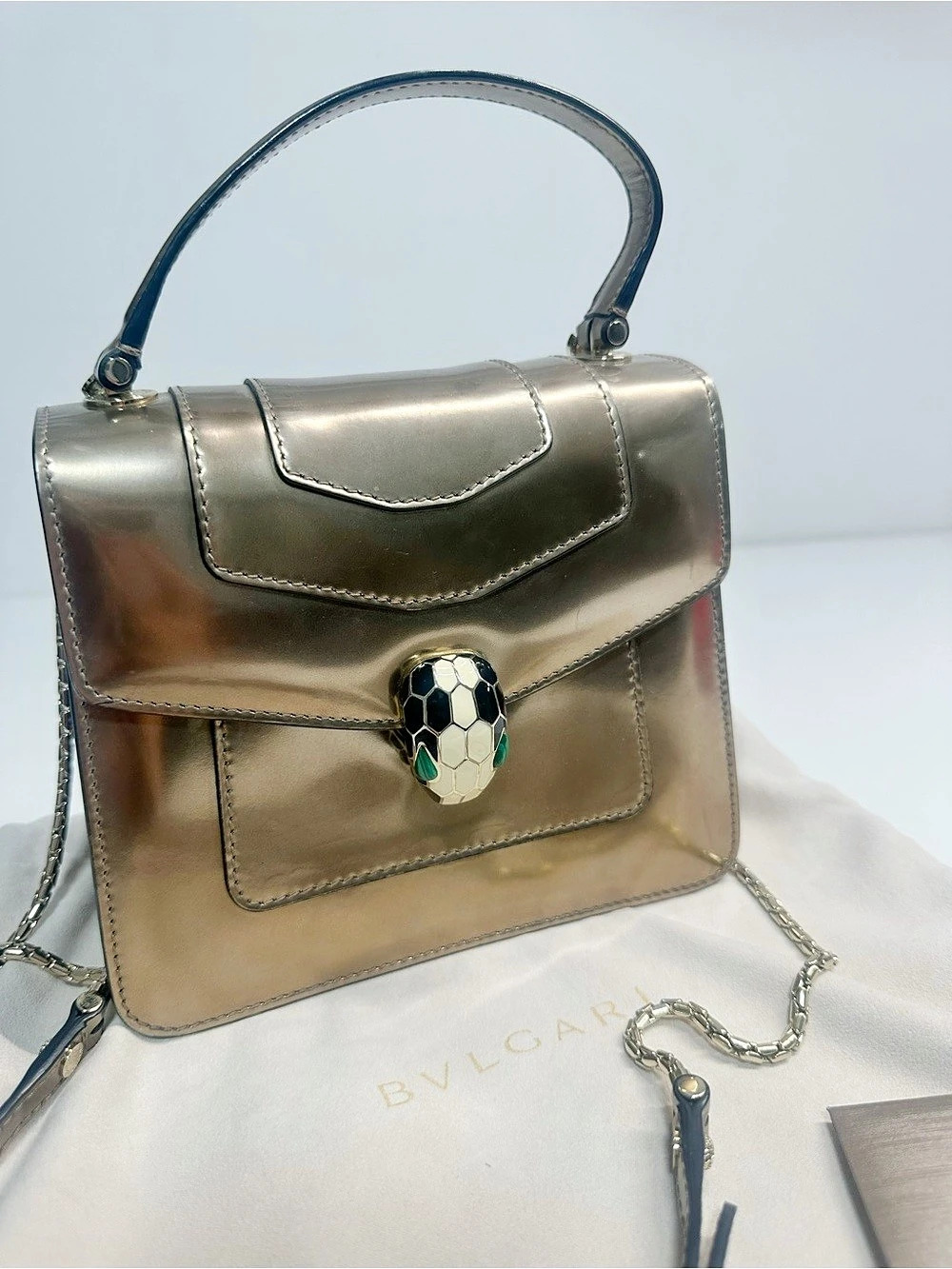 BVLGARI Serpenti Forever Top Handle Bag Metallic Shoulder Bag
